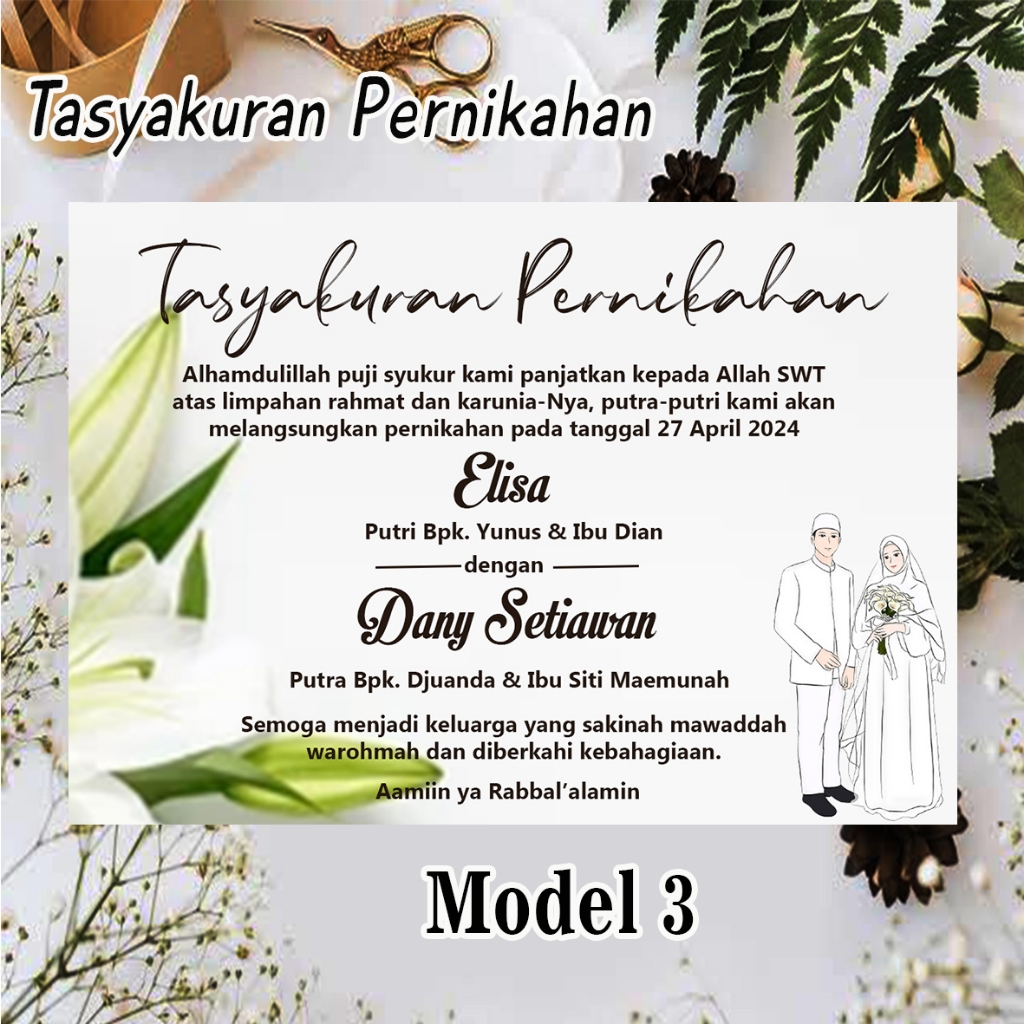 kartu tasyakuran menjelang pernikahan stiker pengajian nikah ucapan syukuran