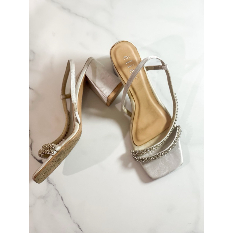 preloved heels silver heels undangan heels formal tanpa box