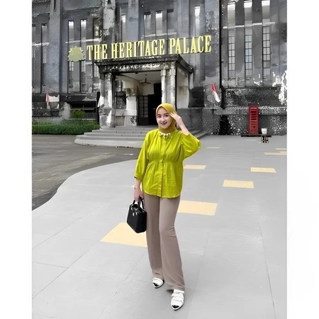 hot product aiko shirt blouse kemeja kerut wanita/ aiko shirt blouse/ blouse wanita kekinian bahan