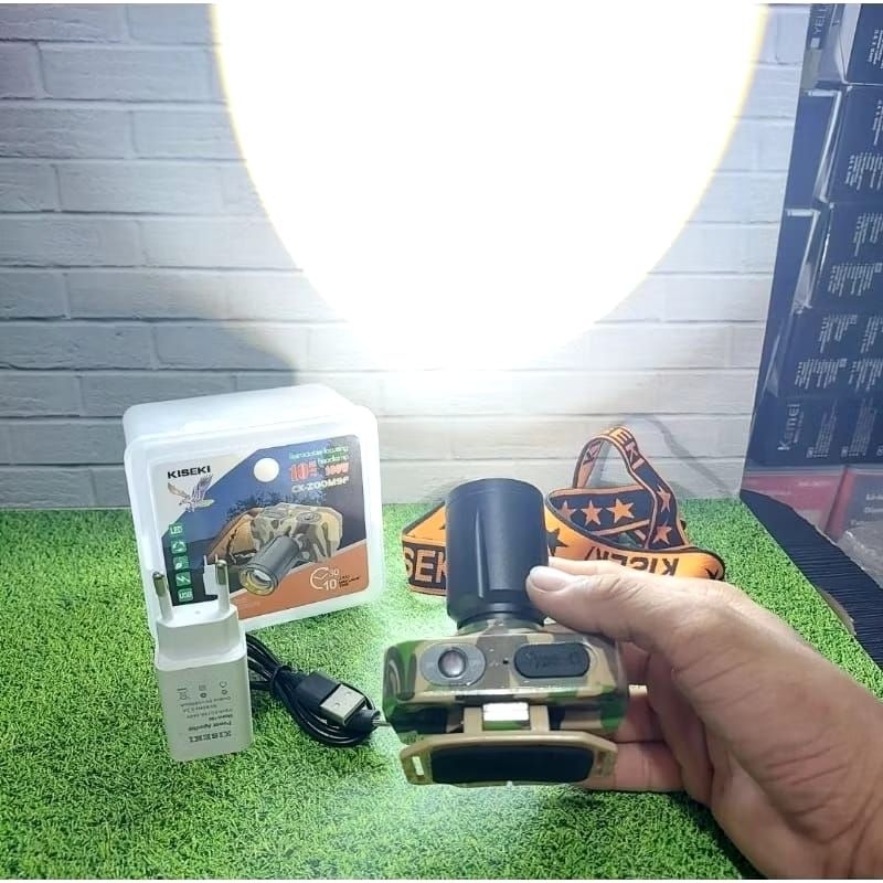 COD Senter Kepala Kiseki Ck-zoom9f Senter Kepala Laser Cahaya Putih Senter Kepala Loreng Army 100wat