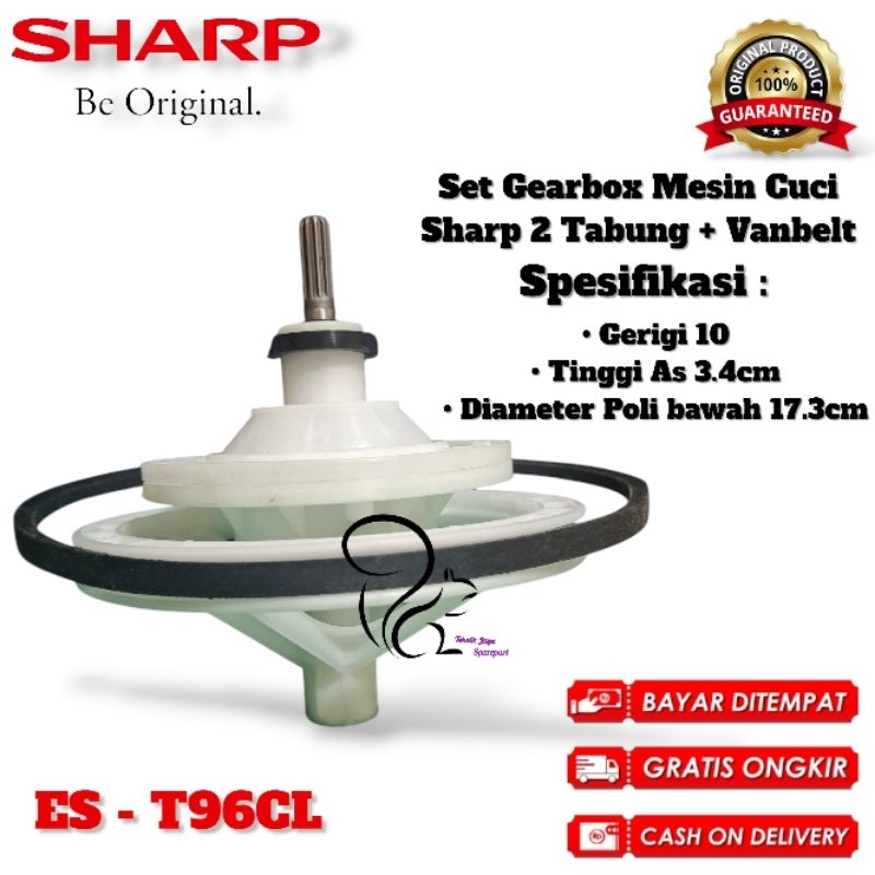 [SHARP ES-T96CL] Set Gearbox + Vanbelt Mesin Cuci Sharp 2 Tabung ES-T96CL