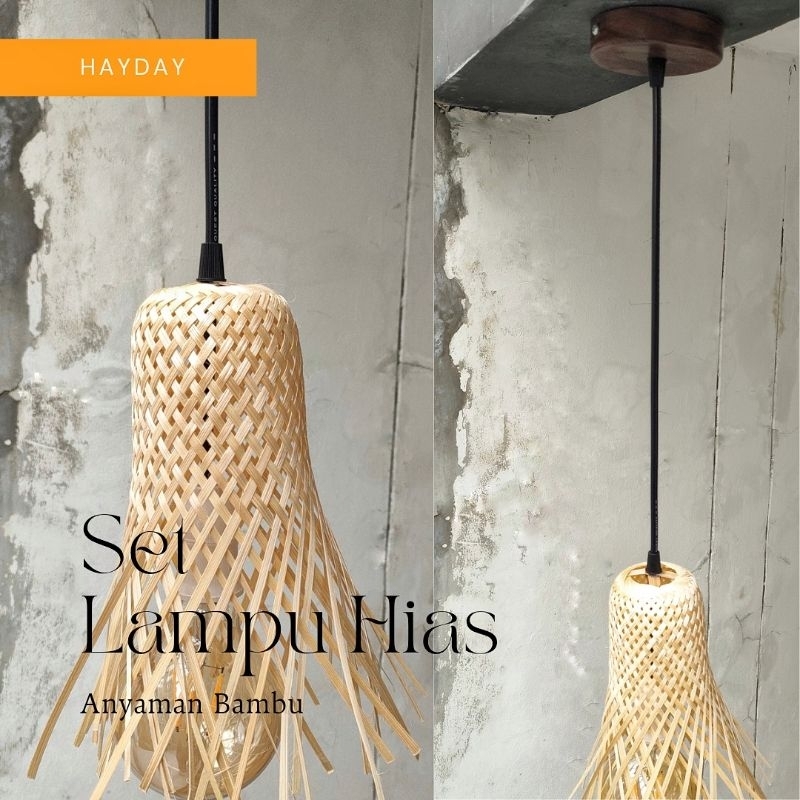 1 SET LAMPU HIAS ANYAMAN BAMBU