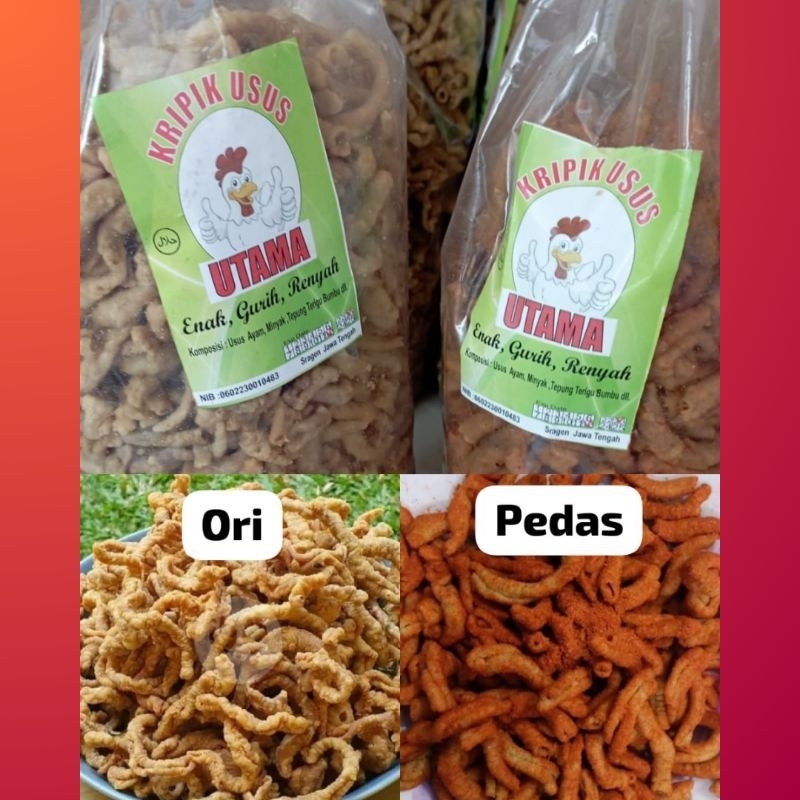 

Kripik usus original / pedas gurih renyah premium mantap kemasan 250g