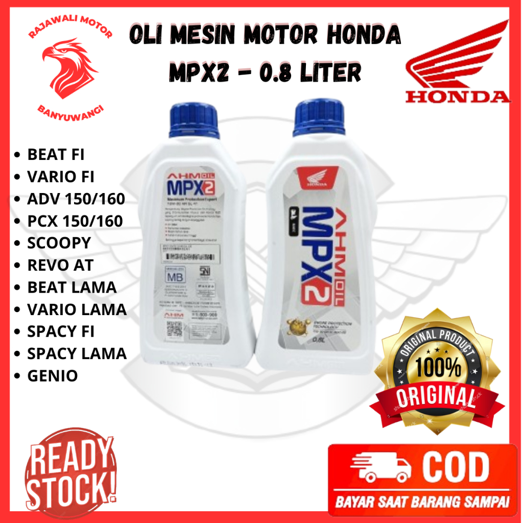 Oli MPX2 Matic BeAT Vario Scoopy Ori AHM - Oli Mesin Motor AHM Original 800 ML Honda PCX Revo