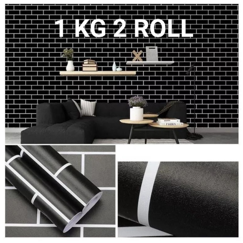 Laris Lagi Wallpaper Dinding Bata Hitam dan motif laris Ukuran 1 meter x 45 cm Wall Sticker Welpeper