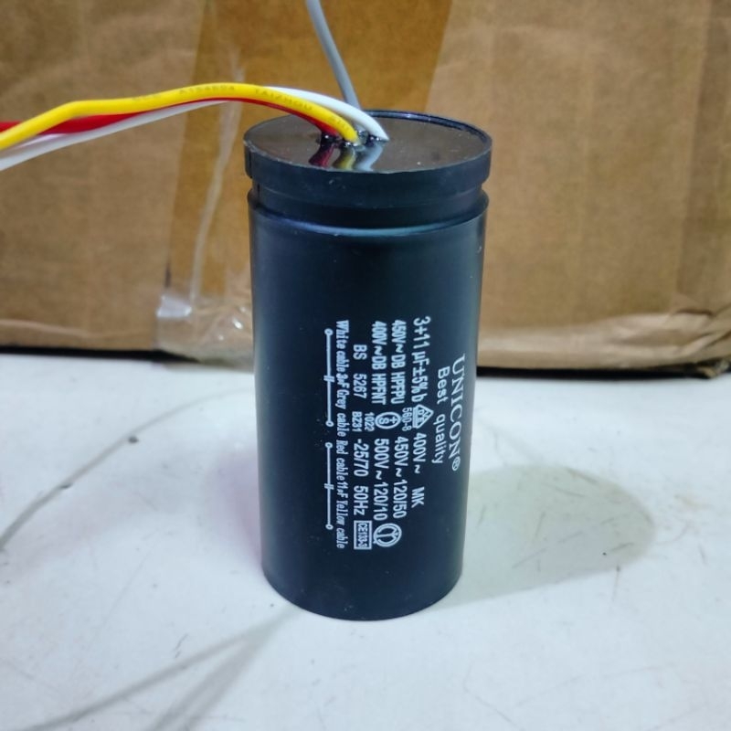 Kapasitor Mesin Cuci 3+11 uf /Capasitor Mesin Cuci Double 3+11 Mikro