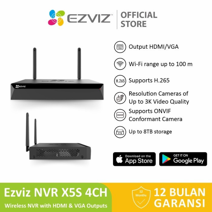 Ezviz X5S NVR 4 Channel Network Smart Home Security Recorder - NVR 4ch-NVR 8ch (Belum termasuk HDD)