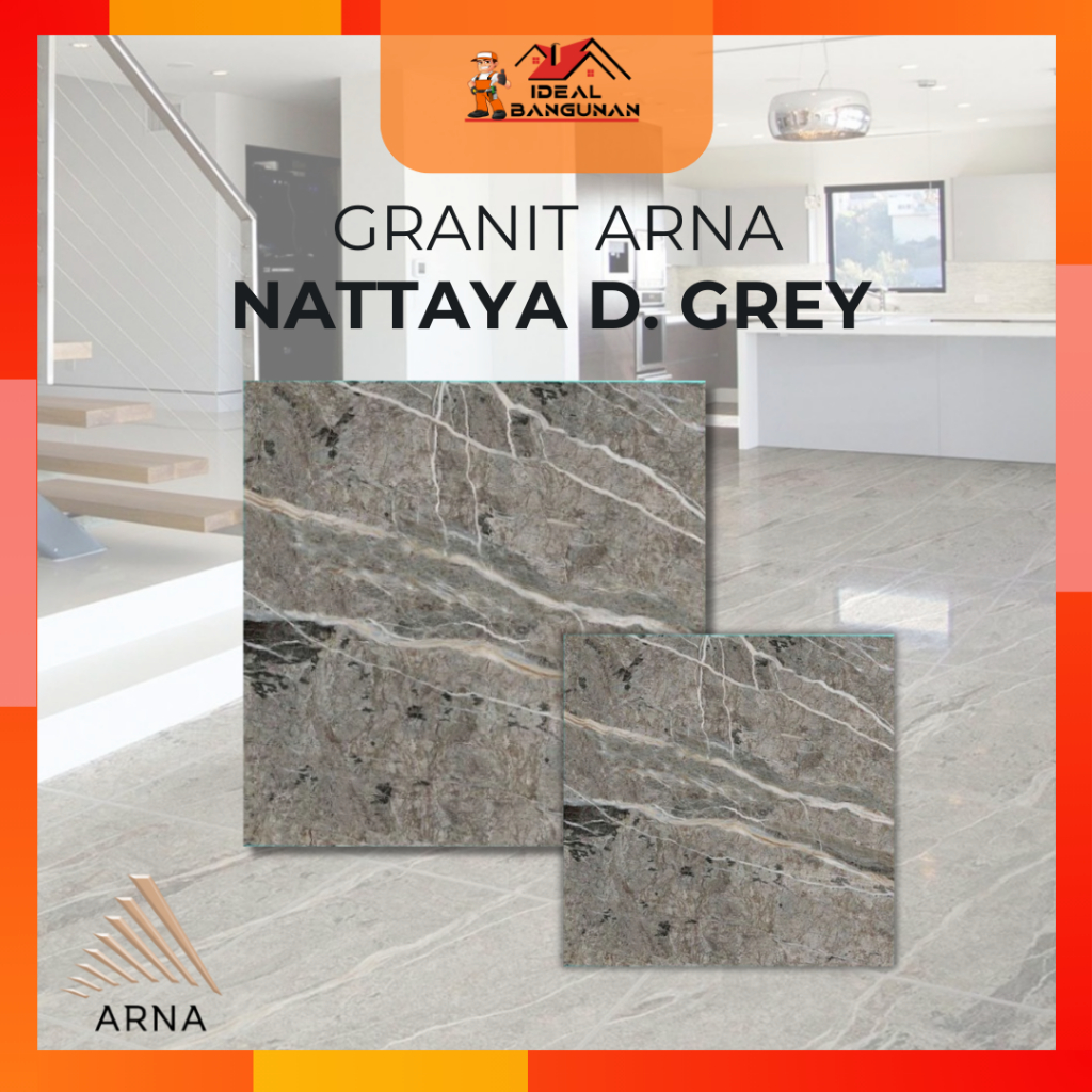 [READY] GRANT. ARNA 60X60 NATTAYA D. GREY | KERAMIK LANTAI | KERAMIK