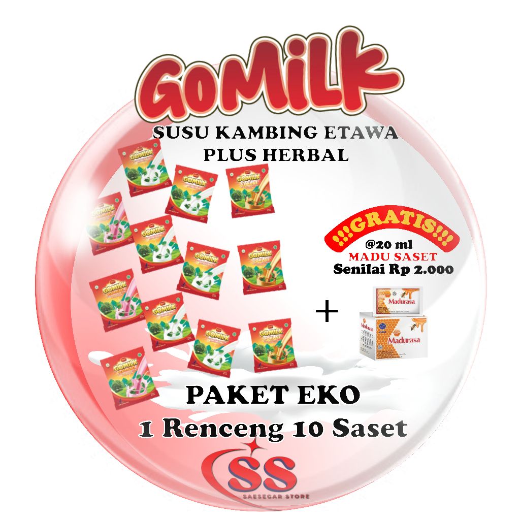 

[GOMILK 1 RTG ISI 10 SASET FREE MADU SASET] Susu Kambing Etawa plus daun kelor ekonomis