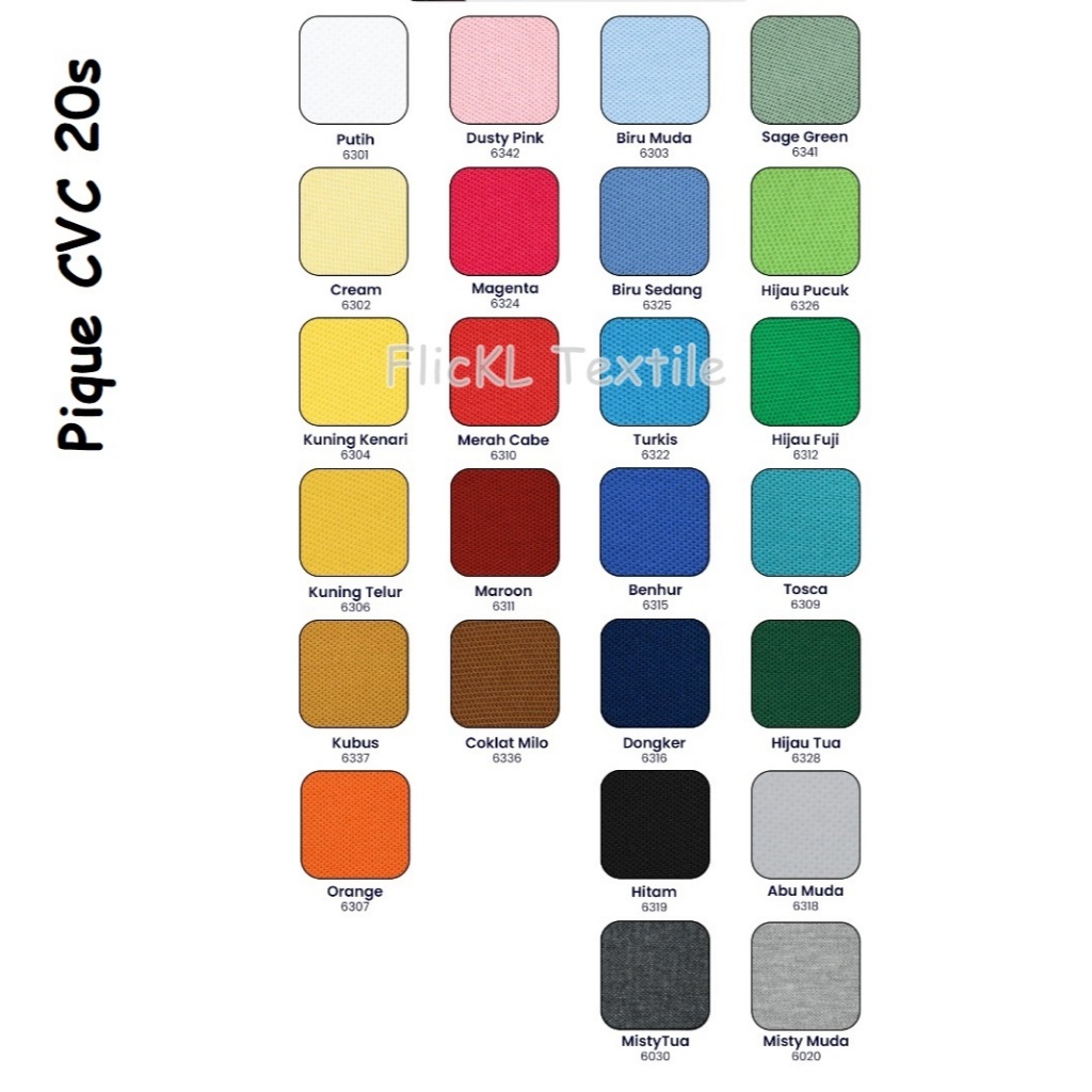 Kain Pique CVC 20s Bahan CVC 20s Pique Kilo