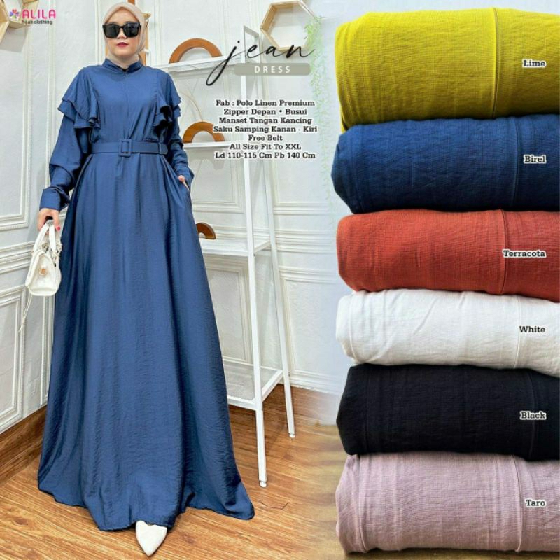 Jean gamis polos Dress muslim Ld 110-115 JUMBO maxy by Alila
