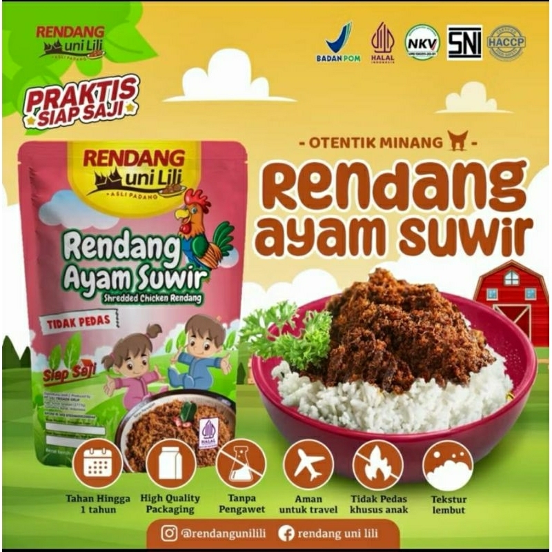 

RENDANG AYAM SUWIR FOR KIDS (Tidak Pedas) BPOM by Rendang Uni Lili - 100gr