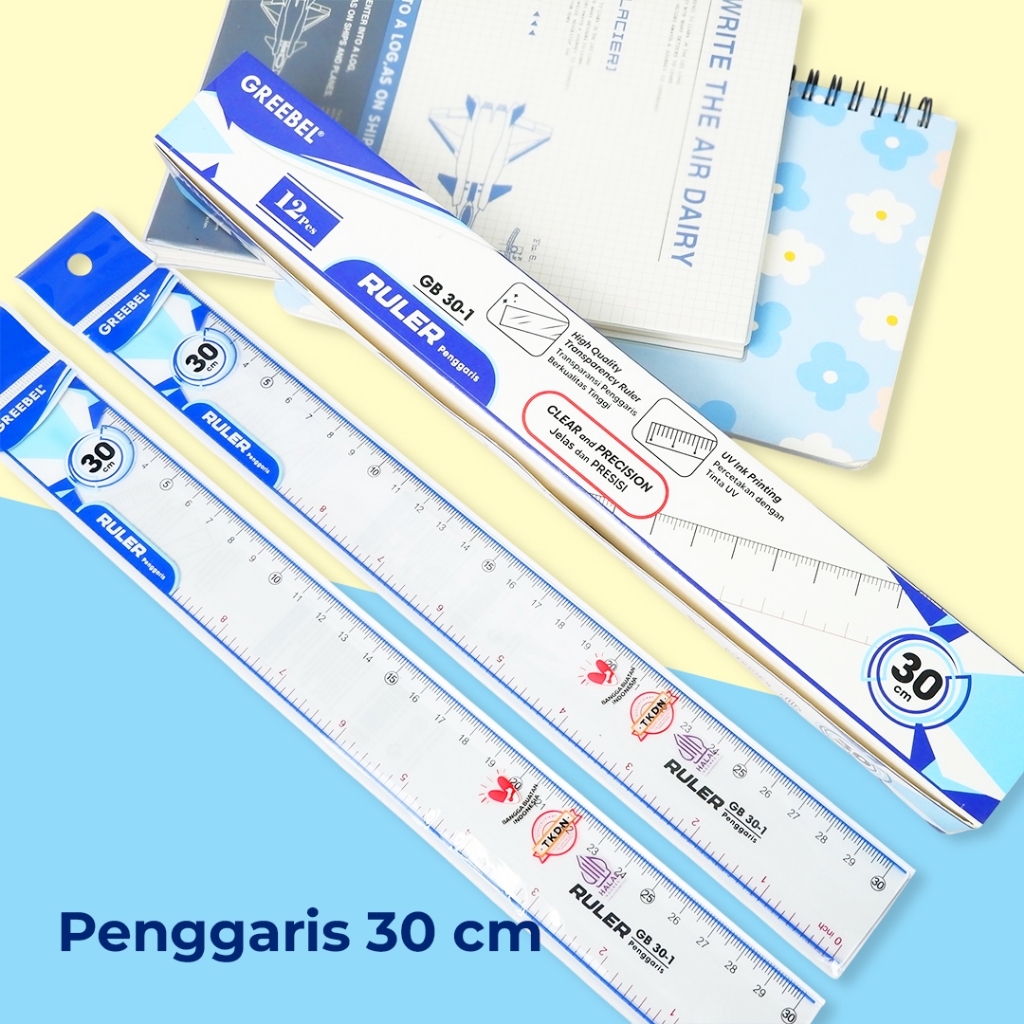 

Greebel Stainless Steel Ruler Penggaris Bening Greebel Alat Ukur / Penggaris Panjang 20CM 30CM