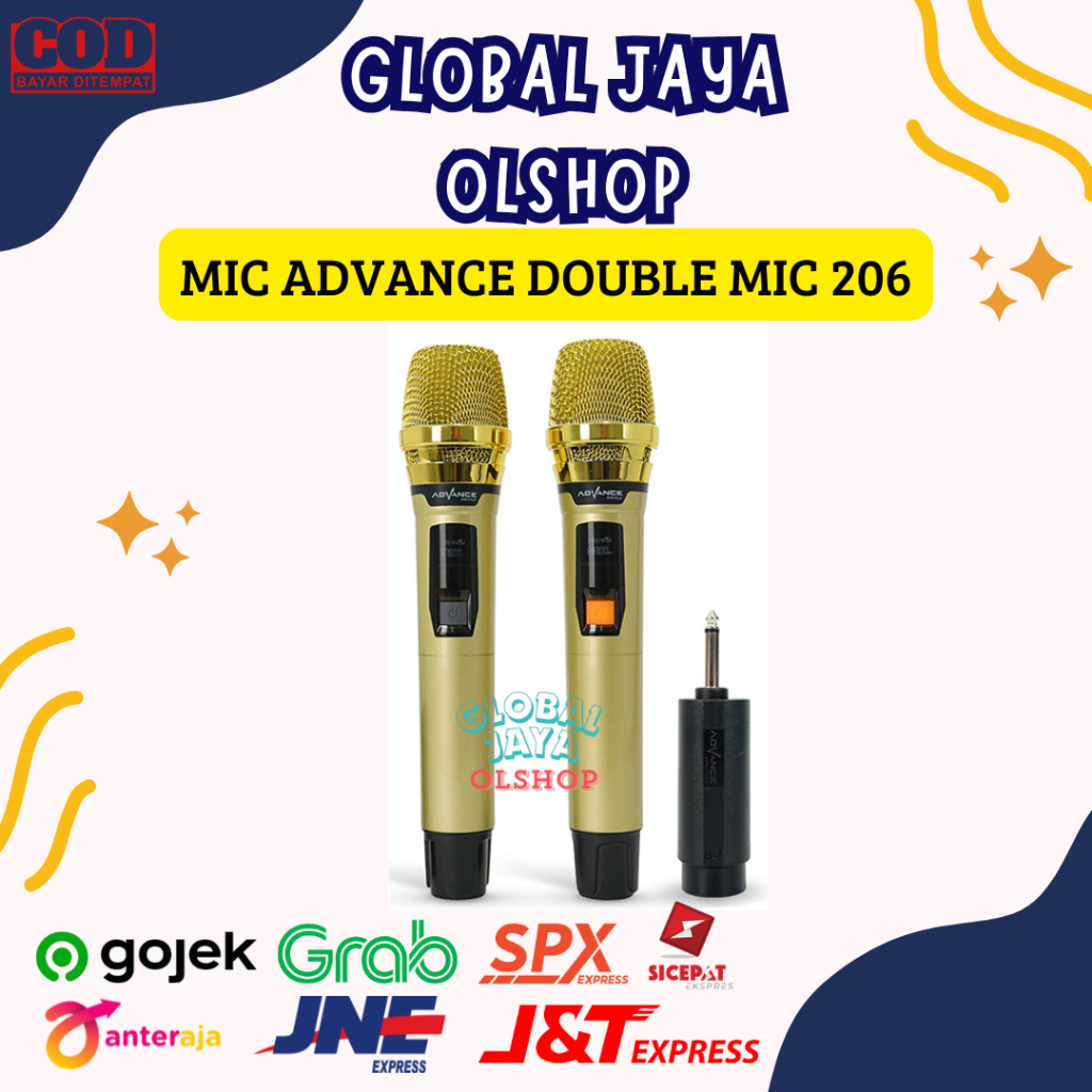 ADVANCE MIC WIRELESS DOUBLE MIC206 TANPA KABEL ORI 100%