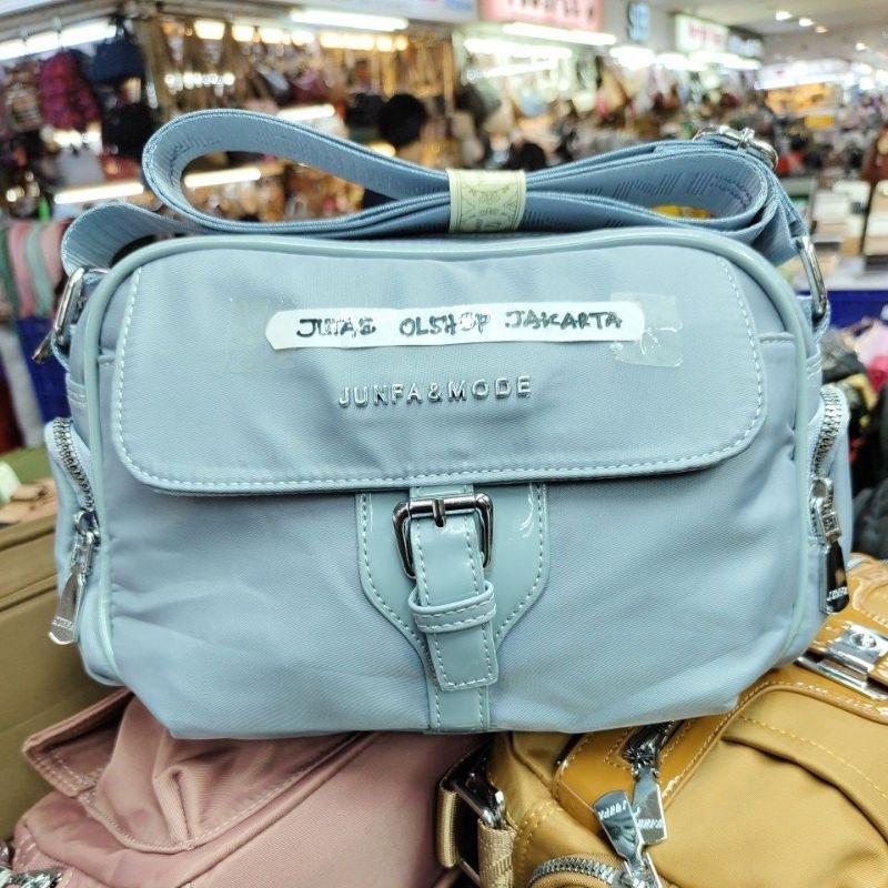 TAS SELEMPANG JUNFA MODE  2022- 396 BAHAN PARASUT POLOS WATERPROOF