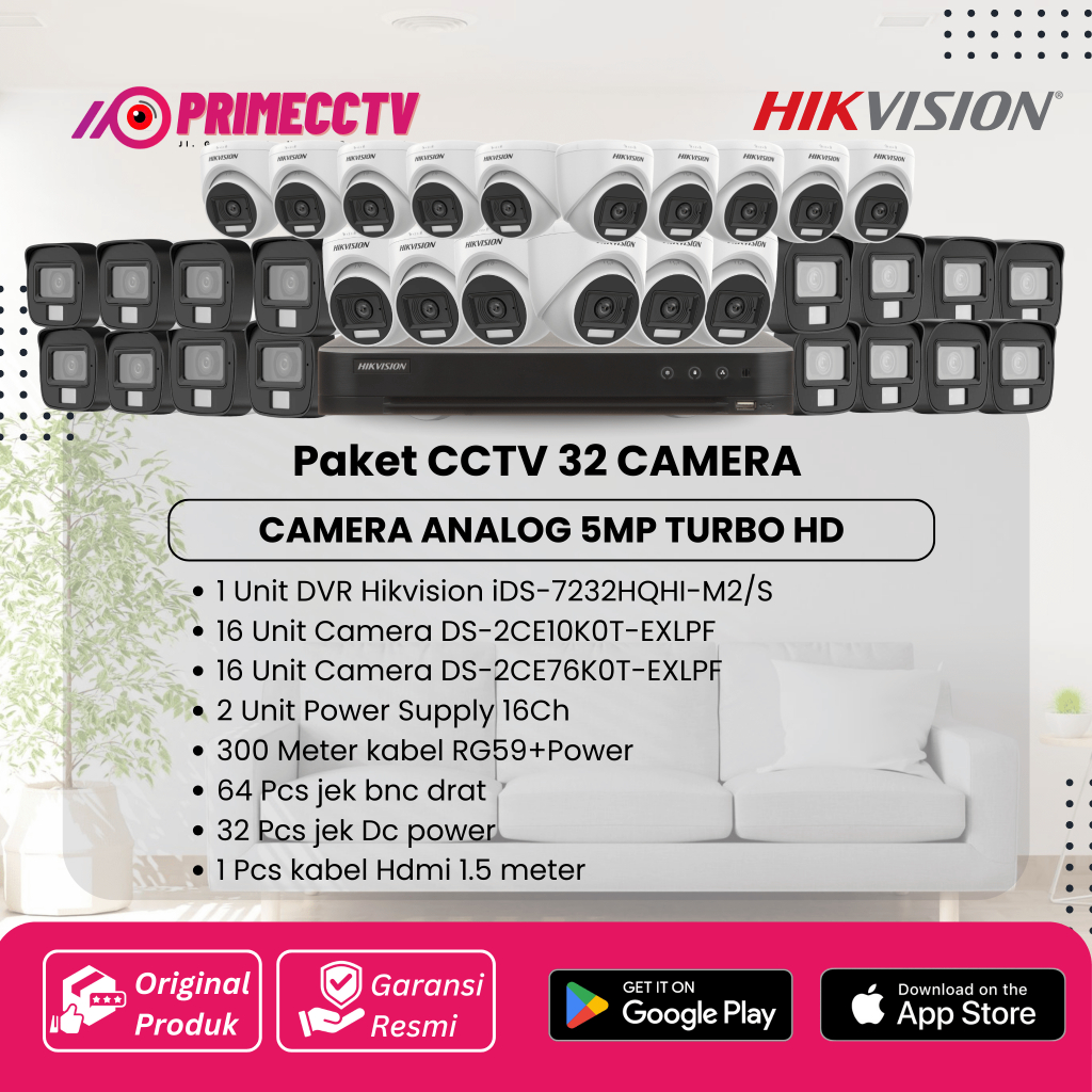 Paket cctv Hikvision 32 Camera Turbo HD 5MP