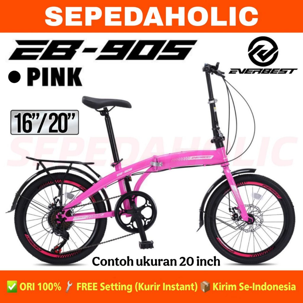 Sepeda Lipat EXOTIC 2026 AR / EVERBEST EB 905 Ukuran 16 20 Inch 7 Speed Rem Cakram Boncengan Dewasa 