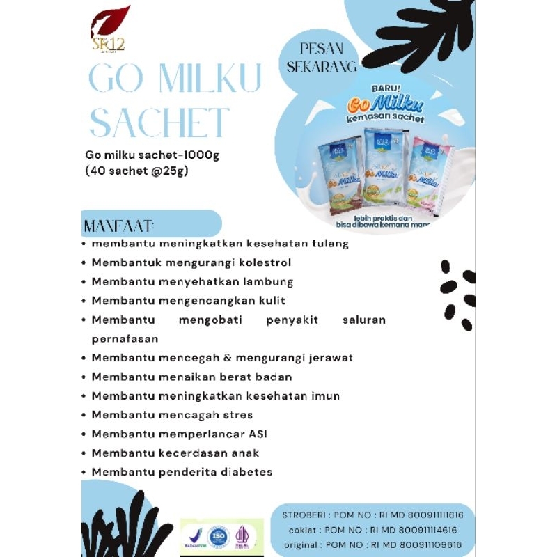

SR12 Go Milku dan Go milku Gold Sachet - 1000g (40 sachet @25g)