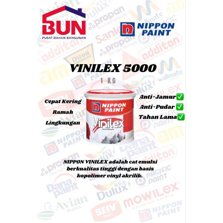 Vinilex 1KG Cat Nippon Paint tembok Warna Ready // Vinilex 5000 Vinilex kembang