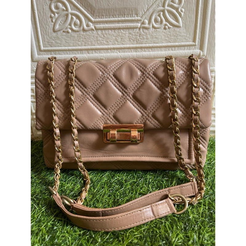 Marlyn Bag, Tas Sling/Shoulder Bag Warna Nude