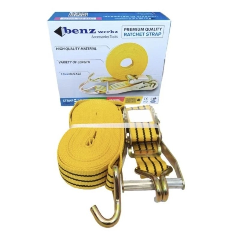 BENZ Rachet Tie Down 10 12 15 m Tali Krek Cargo Pengikat Truck Tali Barang