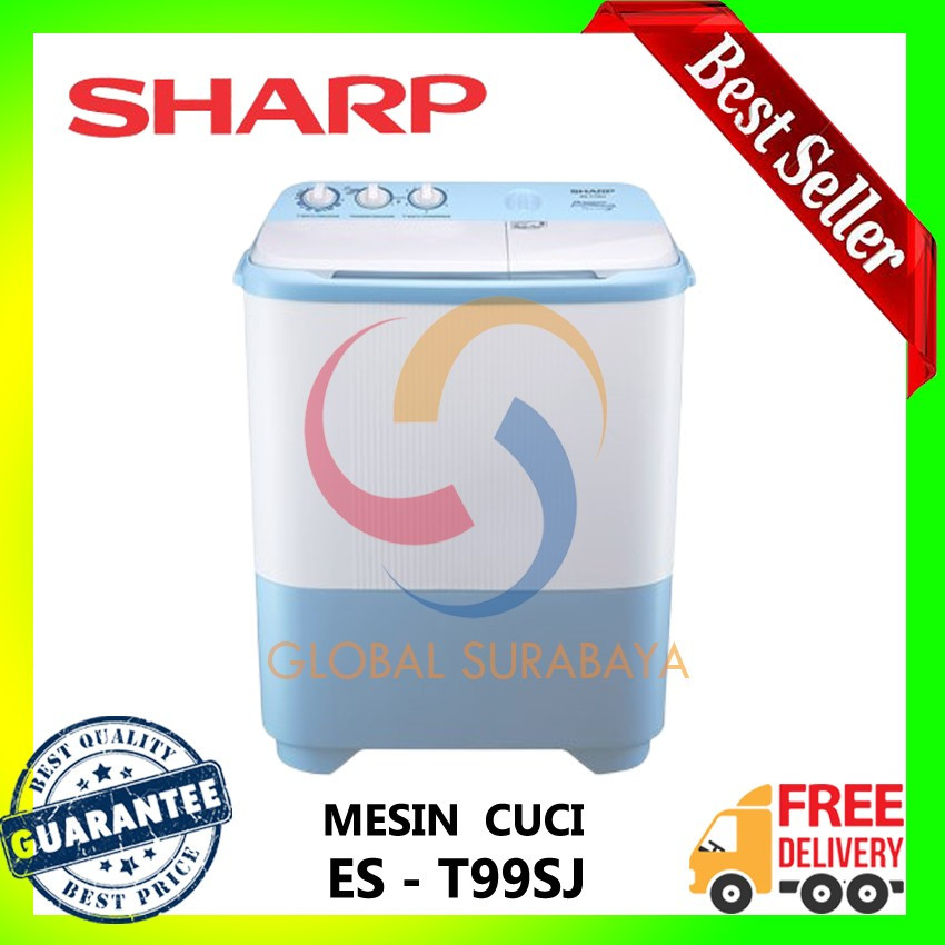 Mesin cuci 2 tabung sharp ES-T99SJ ES 99 SJ 9 KG HIJAB SERIES