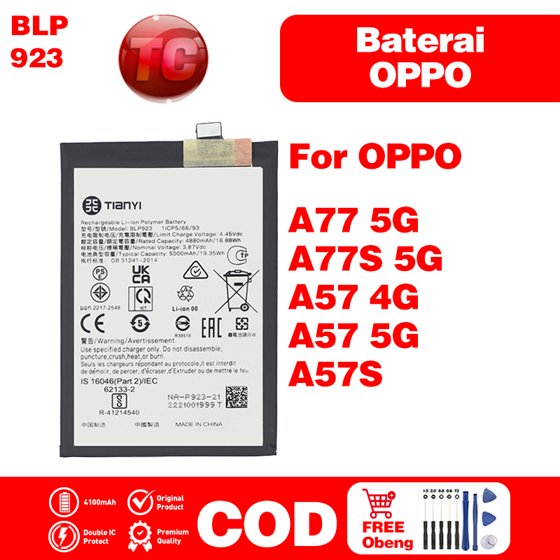 Baterai hp OPPO A77s Original tinggi berkualitas Batre For A57 4G 5G A57S Batrai  Baterai OPPO A77 5