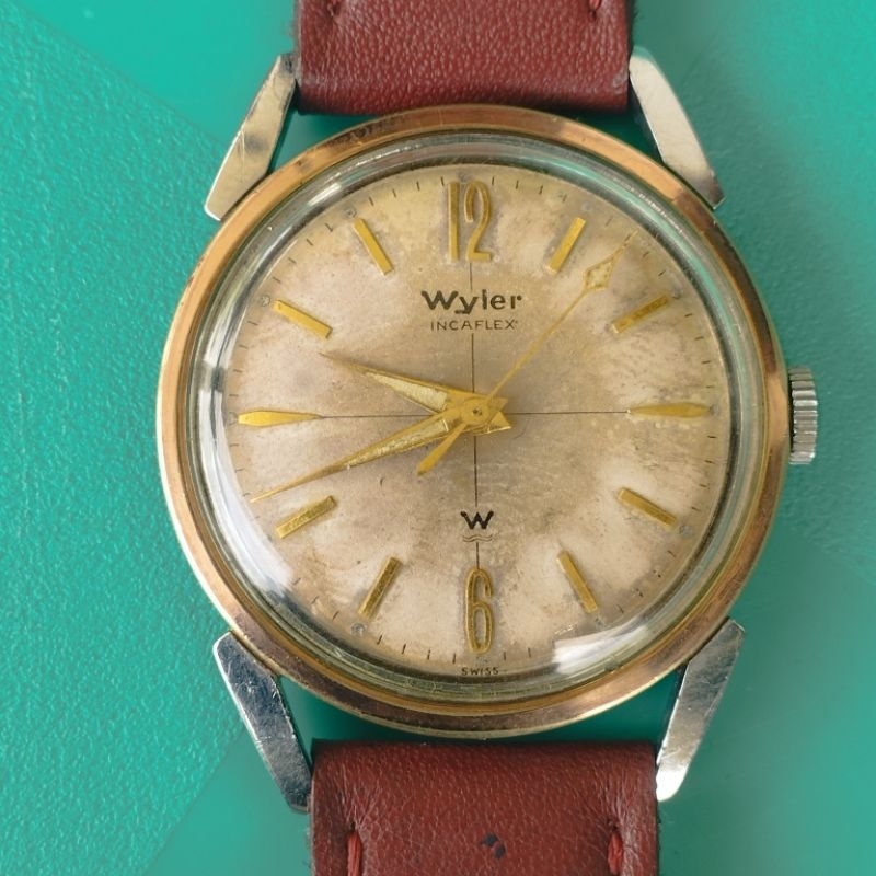 Jam Vintage Rare WYLER Swiss Incaflex Golden Ring Frog legs Manual Winding Good Condition