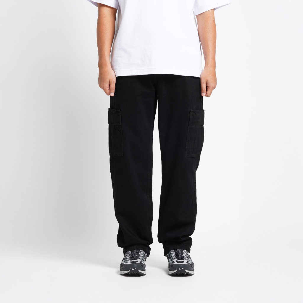 Superego Celana Cargo Pants Pria Jeans Reguler Loose fit Standard Denim  Black SCPDW01G