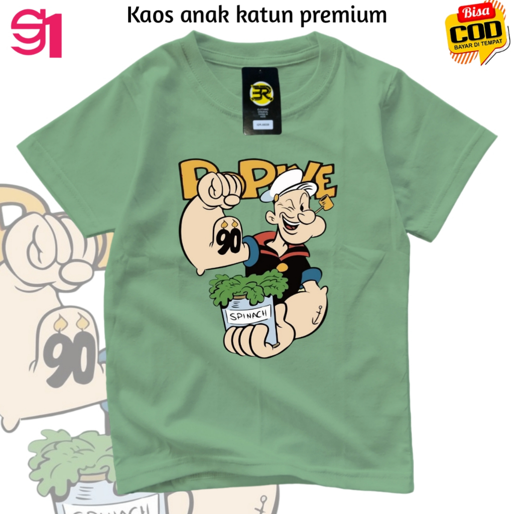 Baju Atasan Anak 3Rkids Laki laki Perempuan Popeye Kaos Anak Popeye Katun 30s