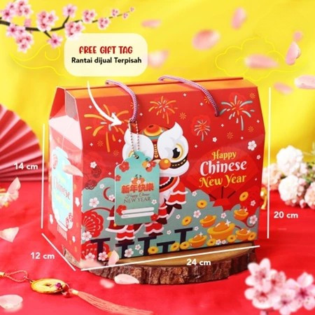 

gable box imlek barongsai kotak parcel souvenir cny size 24x12x20 cm free tag