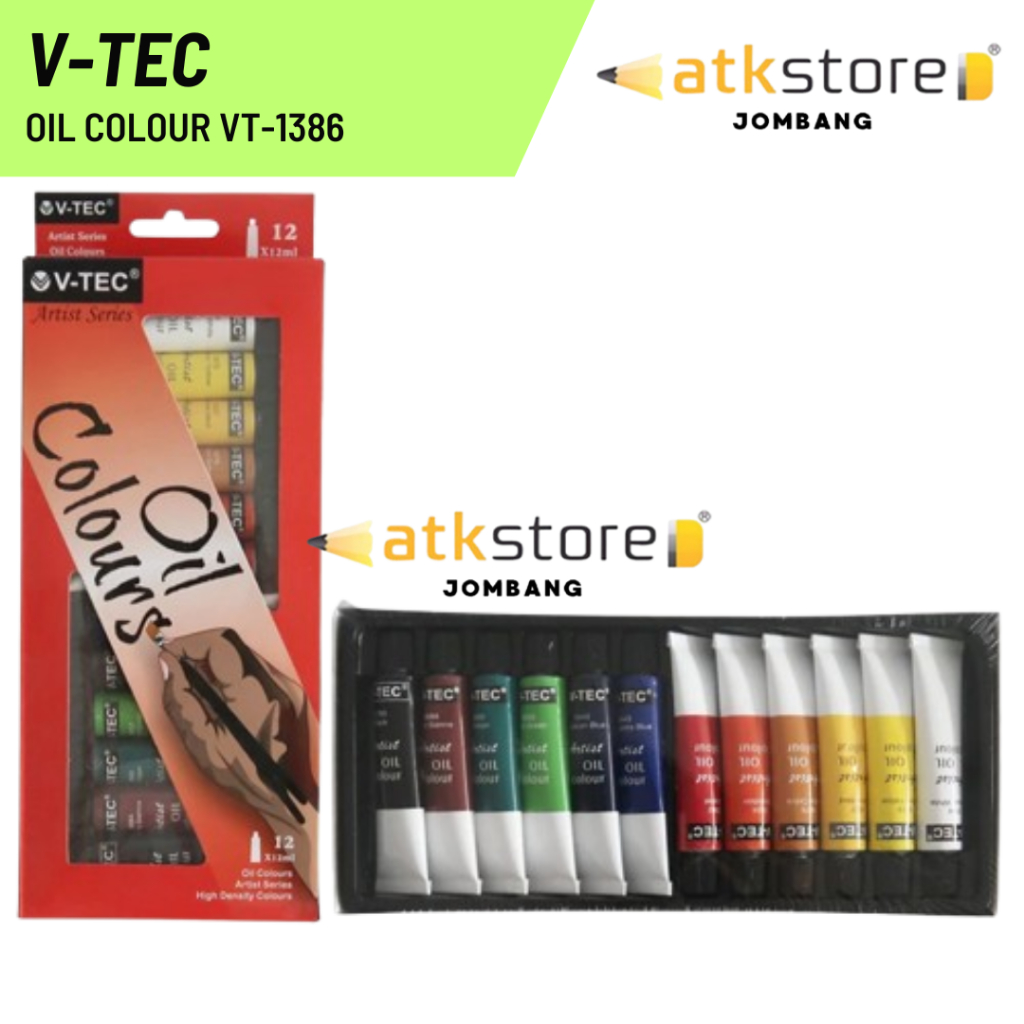 

V-TEC OIL COLOUR VT-1386 Cat Minyak 12 Warna Set Paint VT-1386