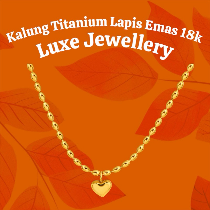 Kalung titanium lapis emas 18k asli