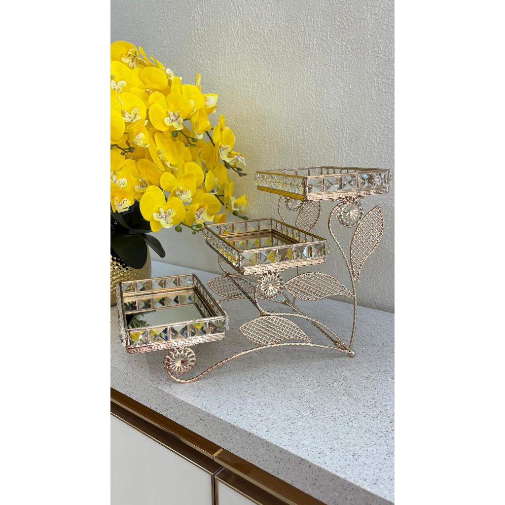 Rak Kaca Kristal Serbaguna Tingkat 3 / Tempat Kue Cupcake Aqua Gelas