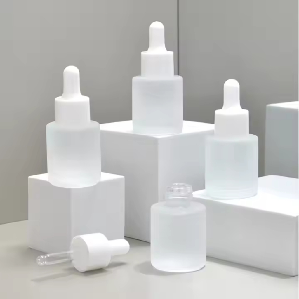 BOTOL SERUM PIPET 20 ML BOTOL DROPPER PIPET PUTIH KACA FROSTED DOFF UNTUK SERUM SKIN CARE