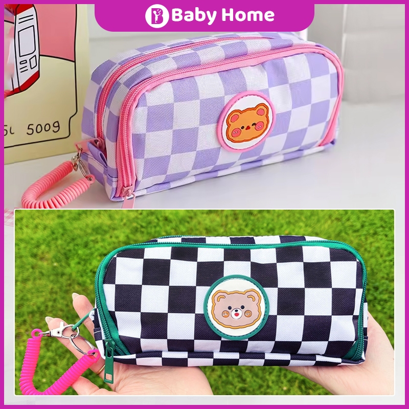 

Tempat Pensil motif Kartun Beruang Sleting Korea Aesthetic Lucu Import / Pencil case/Premium/Plaid // Kompartmen/ Imut