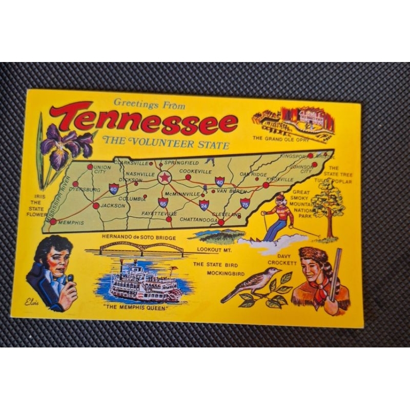 

kartu pos peta tennessee/usa map postcard