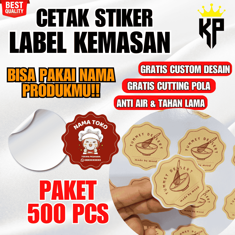 

CETAK STIKER LABEL KEMASAN PRODUK GRATIS CUSTOM DESAIN UKURAN 3 4 5 6 7 CM STICKER OLSHOP MAKANAN MINUMAN KALENG BOTOL ANTI AIR TAHAN LAMA