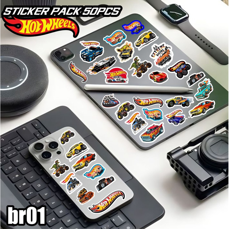 

stiker pack hot wheels isi 50pcs stiker case stiker aesthetic tinggal tempel helm koper laptop kulkas hp