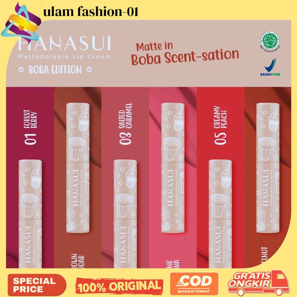 hanasui lipcream boba edition, hanasui lipcream salted caramel, hanasui lipcream boba lip stik lipst