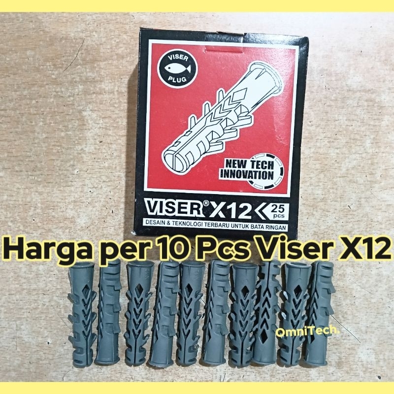Viser X12 Nilon Nylon S12 Bata Ringan Bata Merah Tembok Beton 12mm Pasangan Sekrup