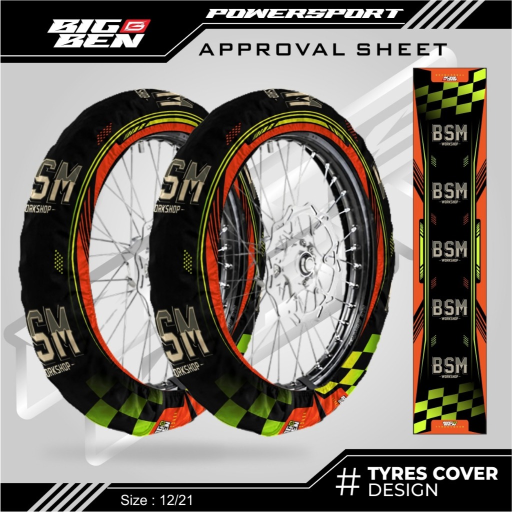 Custom Cover Ban Motor Trail Cover Tires Sarung Ban Satu Set Depan Belakang Desain Suka-Suka