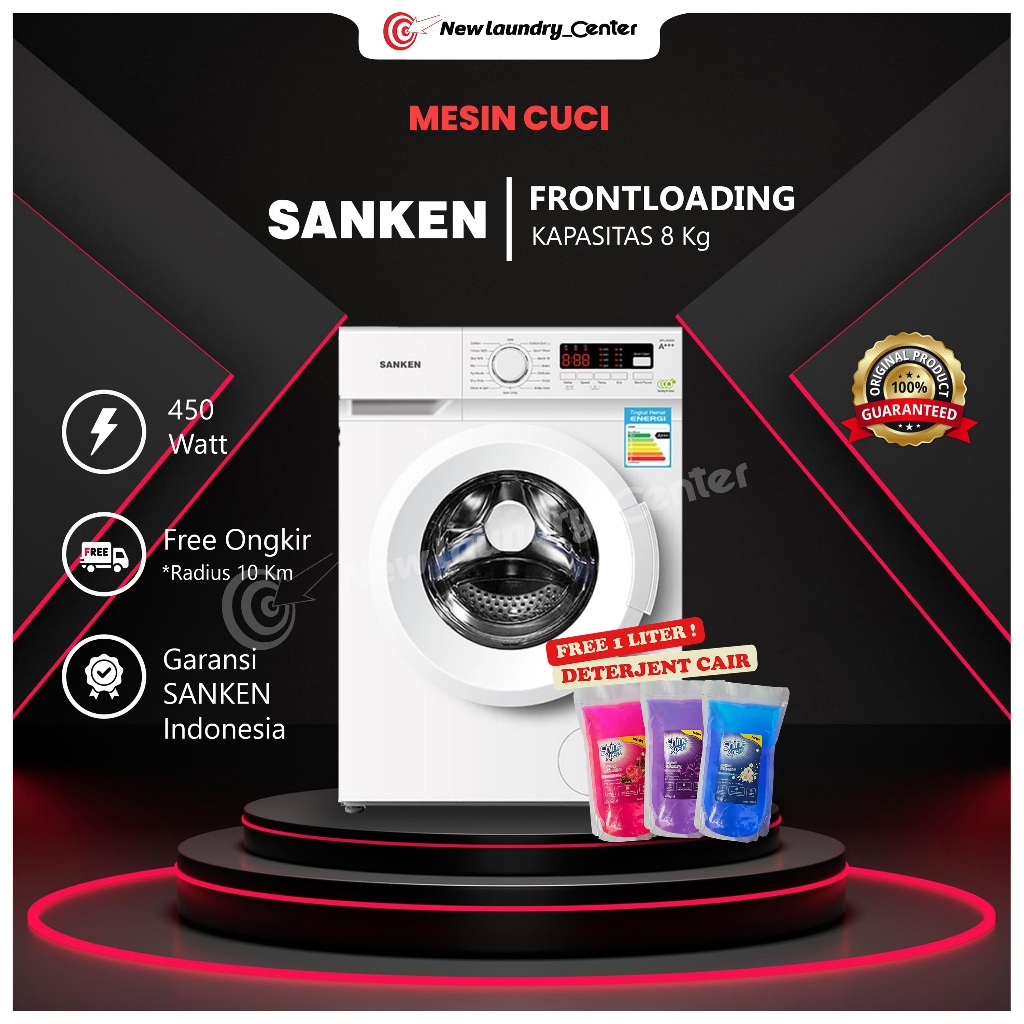 Mesin Cuci Sanken 8 KG Frontloading