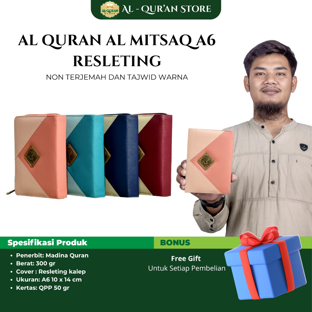 [100% Original] Al Quran A6- Al Quran Wanita Kecil - Al Quran Mitsaq Resleting- Al Quran Tajwid Warn