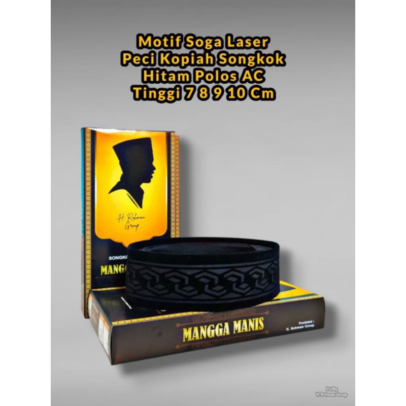 Peci Mangga Manis Songkok Kopiah Kopeah Santri Motif Soga Laser Peci Kopiah Songkok Hitam Polos AC