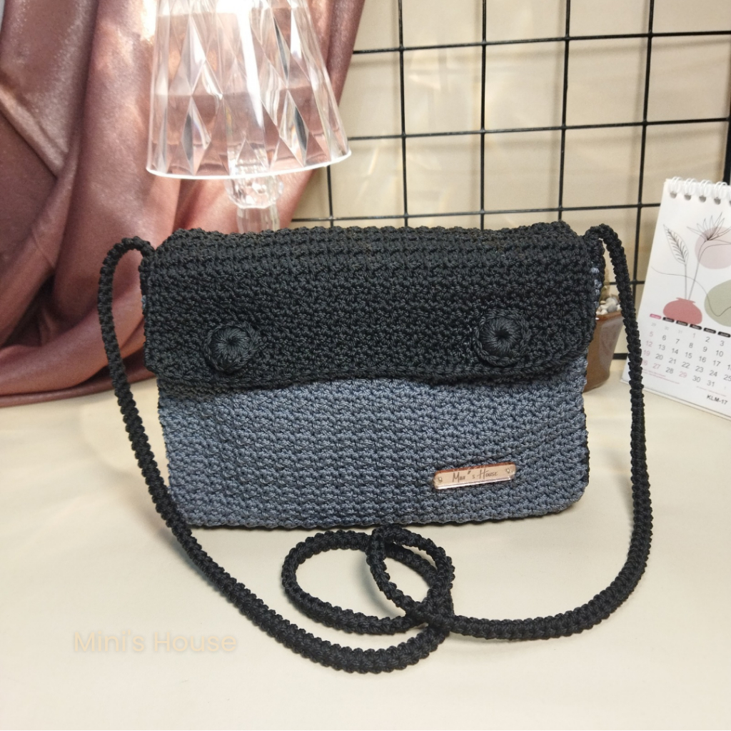 Tas Rajut Kombinasi Warna Handmade by Mini's House /Tas Rajut Selempang /Tas Rajut Simpel Two Tone