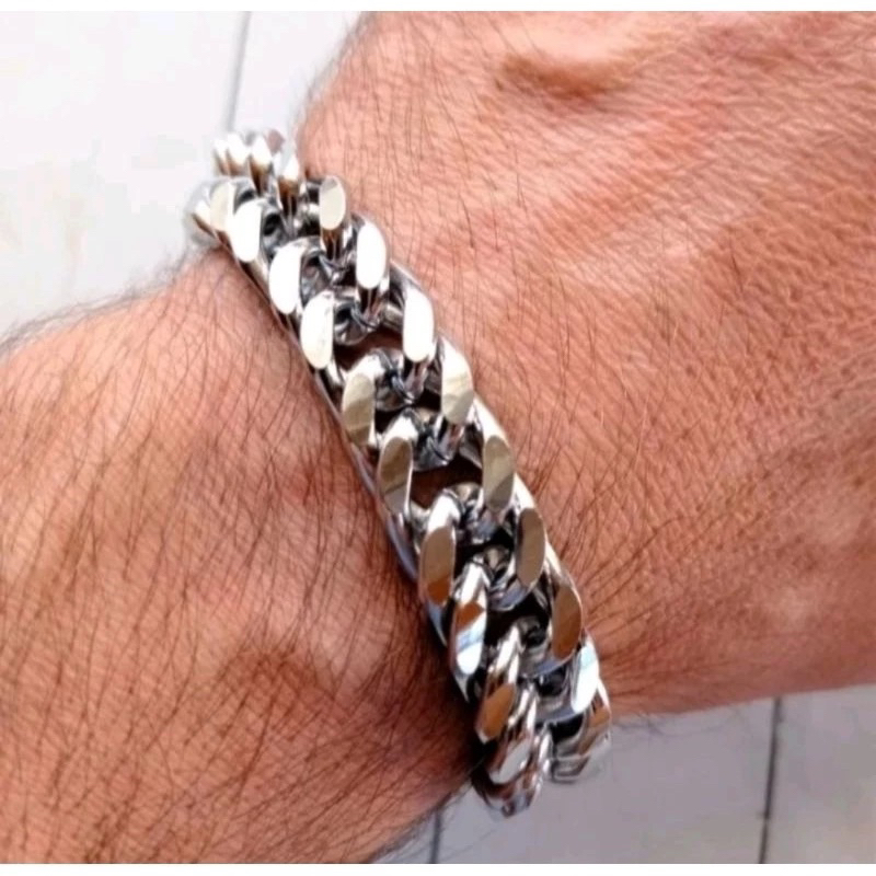 GELANG TITANIUM 316L PRIA RANTAI JUMBO TIDAK PUDAR GELANG TIDAK KARATAN