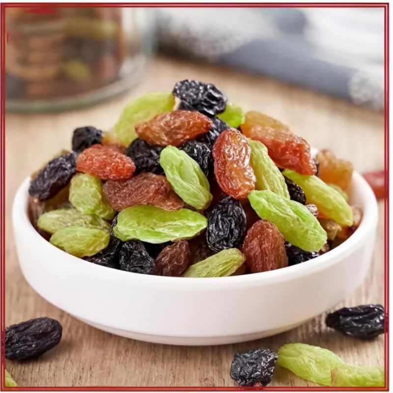 

Kismis Raisins Mix Coklat Hijau Hitam 500g