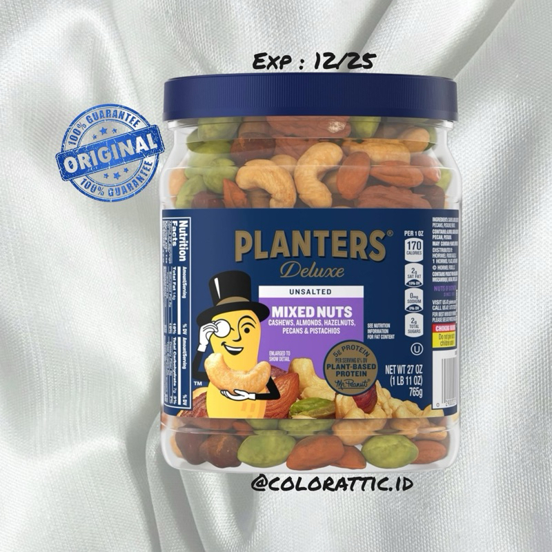 

Planters Deluxe Salted Mixed Nuts, Roasted Cashews, Almonds, Pecans, Pistachios And Hazelnuts, Party Snacks, Plant-Based Protein - From Usa
