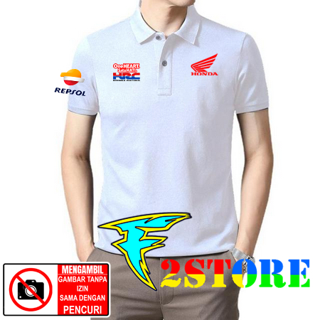 Baju Kaos Kerah Model kerah Honda - one Heart - Repsol - HRC Honda Racing F2ASTORE